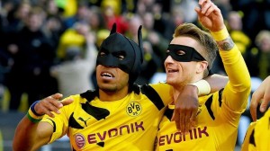 Create meme: Marco Reus and Aubameyang in the mask, Aubameyang and Reus Batman and Robin photo, aubameyang mask arsenal