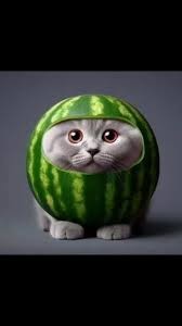 Create meme: the cat in the watermelon, cat , a cat in a watermelon helmet
