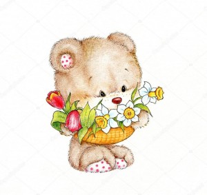 Создать мем: милые мишки, медвежонок с цветами, милые мишки рисунки