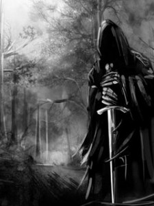 Create meme: death, a knight in a cloak with a hood, a monk in a black hooded cloak