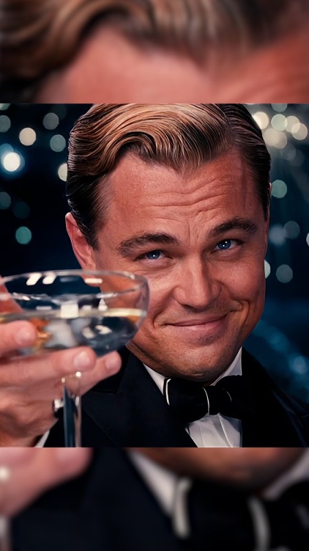 Create meme: Leonardo DiCaprio meme with a glass of, Leonardo DiCaprio Gatsby, Leonardo DiCaprio the great Gatsby