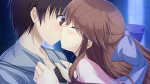 Create meme: couple from the anime, romantic anime, anime kiss