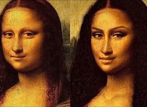 Создать мем: джоконда мона, мона лиза контуринг, Мона Лиза