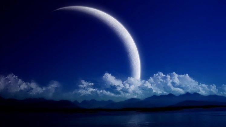 Create meme: sky moon, a very large moon, good night beautiful