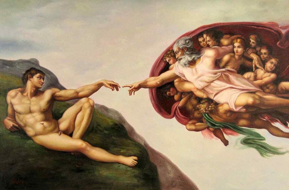 Create meme: the birth of adam michelangelo painting, Michelangelo the creation of Adam the original, painting the creation of adam by michelangelo