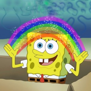 Create meme: spongebob rainbow, spongebob imagination, imagination meme spongebob