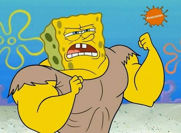 Create meme: Patrick the jock sponge, gifs spongebob, inflated spongebob