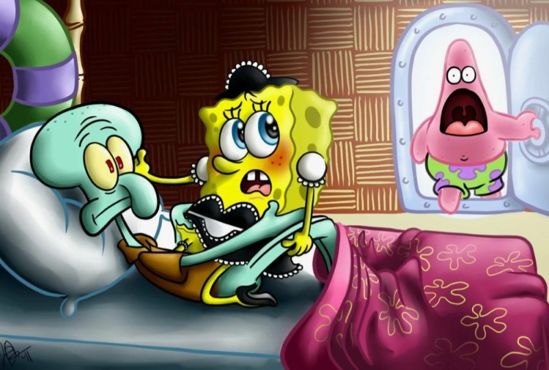 Create meme: bob sponge, SpongeBob Squidward and Patrick Sandy, Spongebob Squidward and Patrick