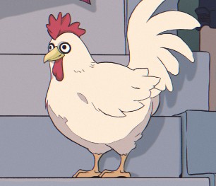 Create meme: rooster rudy, chicken anime cartoon, anime chicken