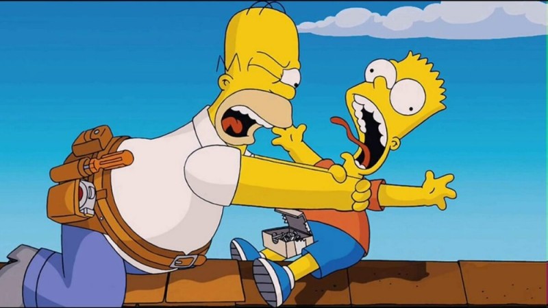 Create meme: Homer strangles Bart, Homer and Bart, the simpsons Homer strangling Bart
