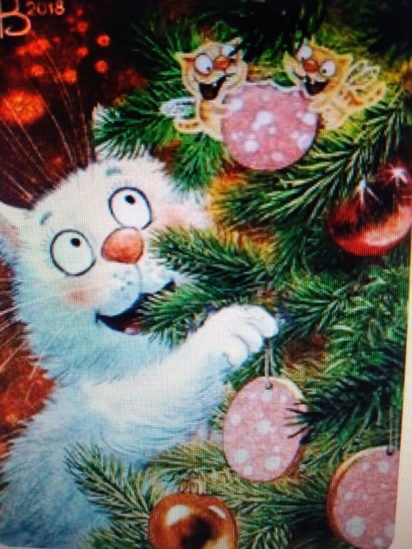 Create meme: Irina Zenyuk's New Year's cats, funny postcards, Irina Zenyuk's blue cats winter 2021
