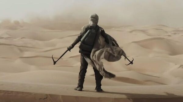Создать мем: парень в пустыне арт, дюна вильнева, дюна фильм