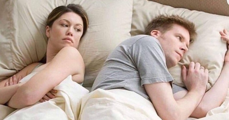 Create meme: before going to sleep, man in bed , again he thinks about his women meme