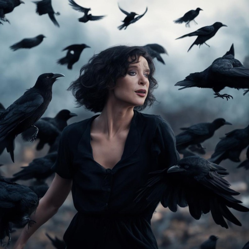 Create meme: bird crow, bird black, girl 