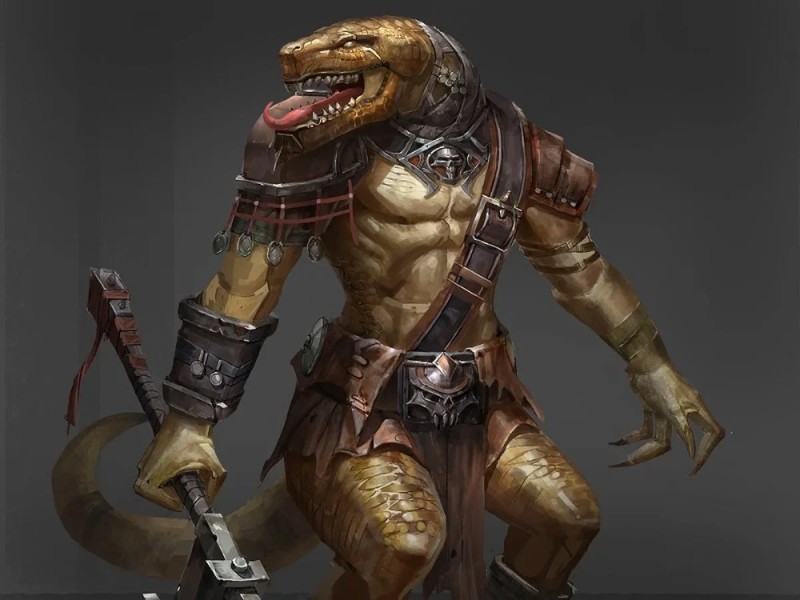 Create meme: lizards of fantasy, The lizardman is a barbarian, lizard art