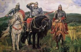 Create meme: three heroes vasnetsov 's painting, Vasnetsov three bogatyrya, The painting in Vasnetsov bogatyrs