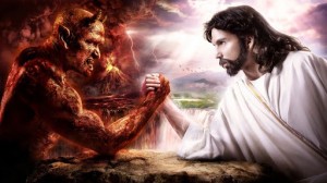 Создать мем: дьявол и бог