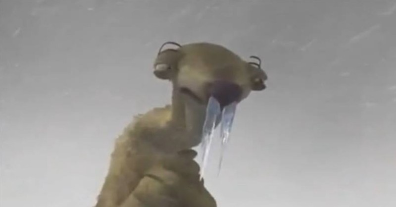 Create meme: Ice age frozen led, icicle on the nose, LED ice age snot