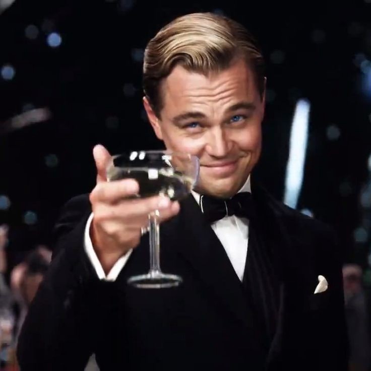 Create meme: the great Gatsby Leonardo DiCaprio with a glass of, Leonardo DiCaprio meme with a glass of, the great Gatsby Leonardo DiCaprio with a glass of
