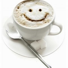 Create meme: emoticons, smilie, tea and coffee at our expense