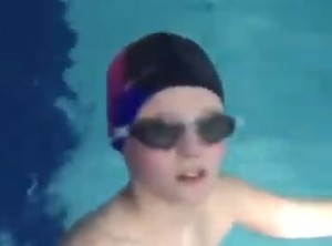 Create meme: classes in the pool, swimming, boy