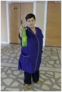 Create meme: the grandmother with a bottle