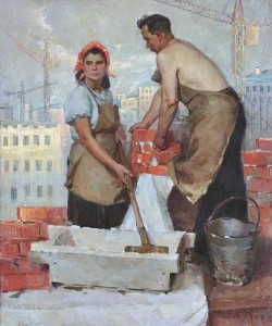 Create meme: profession Builder, Soviet painting construction project, FVFV