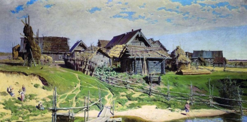 Create meme: painting russian village, "Russian village", 1889 polenov Vasily dmitrievich (, vasily polenov russian village