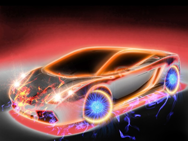 Create meme: neon racing, neon fire machines, car background