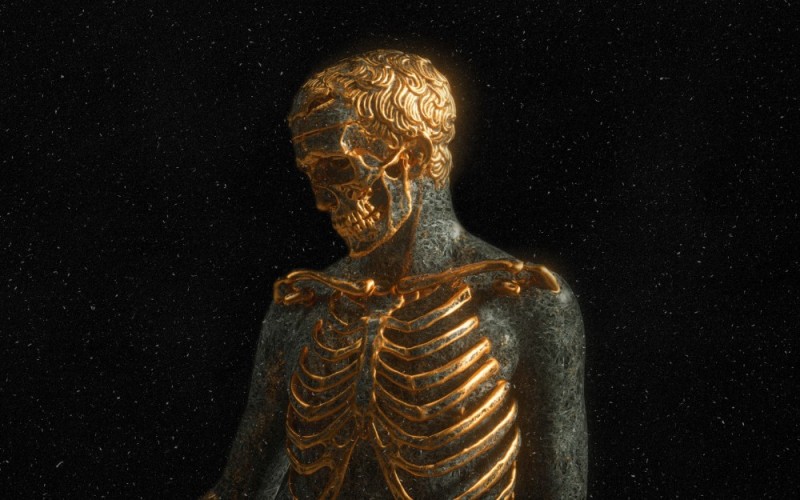 Создать мем: золотой скелет, скелет, скелет человека