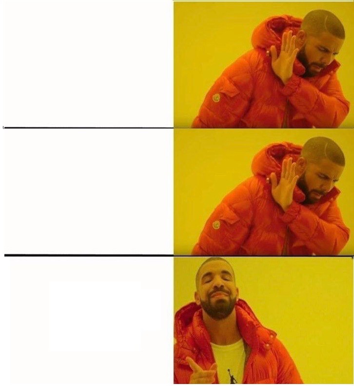 Create meme: meme with a black man in the orange jacket, Drake meme template, screenshot 