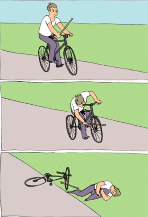 Создать мем: мем велосипед палки в колеса шаблон, мемы про велосипед, палки в колеса