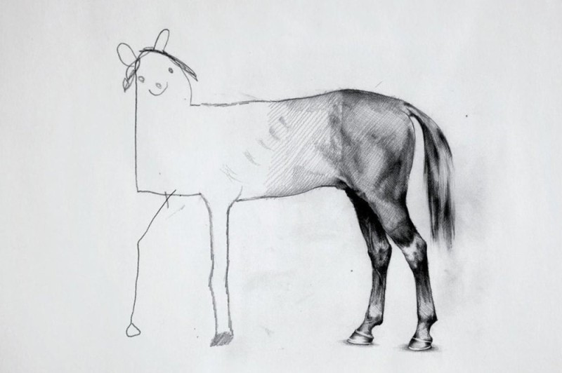 Create meme: the pafinis horse, a meme with an undersized horse, horse drawing