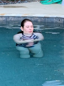Create meme: bathing, Woman, water aerobics
