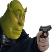 Create meme: Shrek meme, memes about Shrek with a gun, Shrek with a gun