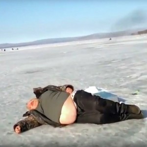 Create meme: people, drunk fisherman, man on ice