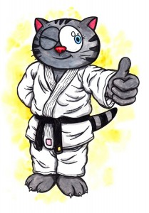 Create meme: cat karate