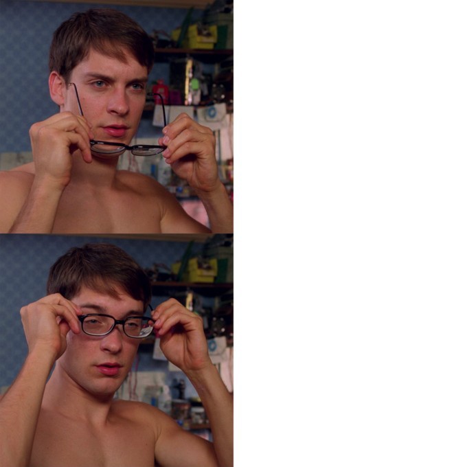 Create meme: sunglasses meme , Peter Parker meme with sunglasses, meme Peter Parker wears glasses