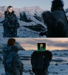Create meme: without honor, jon snow and ygritte, throne