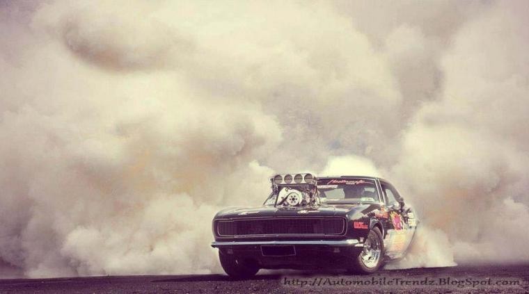 Create meme: dodge in the smoke, burnout, muscle car 