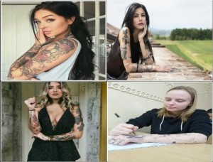 Create meme: girls with tattoos, tattooed girls, tattooed brunette