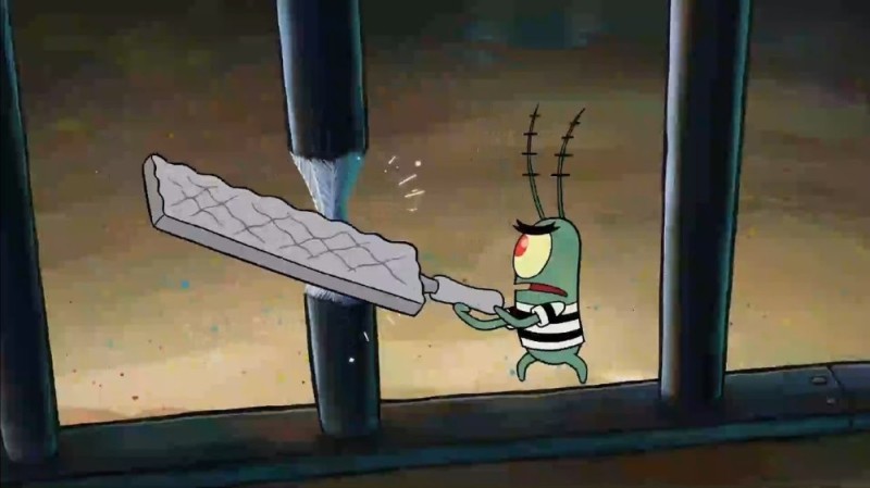 Создать мем: планктон из спанч, планктон спанч боб, спанч боб планктон за решеткой