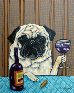 Create meme: dog art, art dog, wine bar