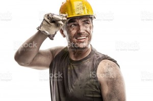 Создать мем: грязный в каске каске, мужчина в каске на белом фоне, работяга
