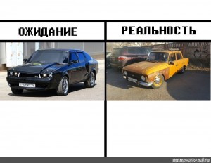 Create meme: auto, car, expectation reality