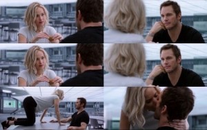 Create meme: tell me something, meme from the movie passengers