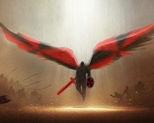 Создать мем: архангел фэнтези, падший демон, ангел крылья
