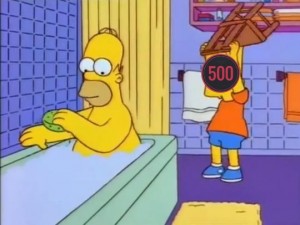 Create meme: the simpsons Bart hits Homer with a chair, the simpsons, Homer