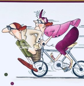 Создать мем: рисунки карикатуры, смешные иллюстрации, открытки старушки на велосипедах прикольные