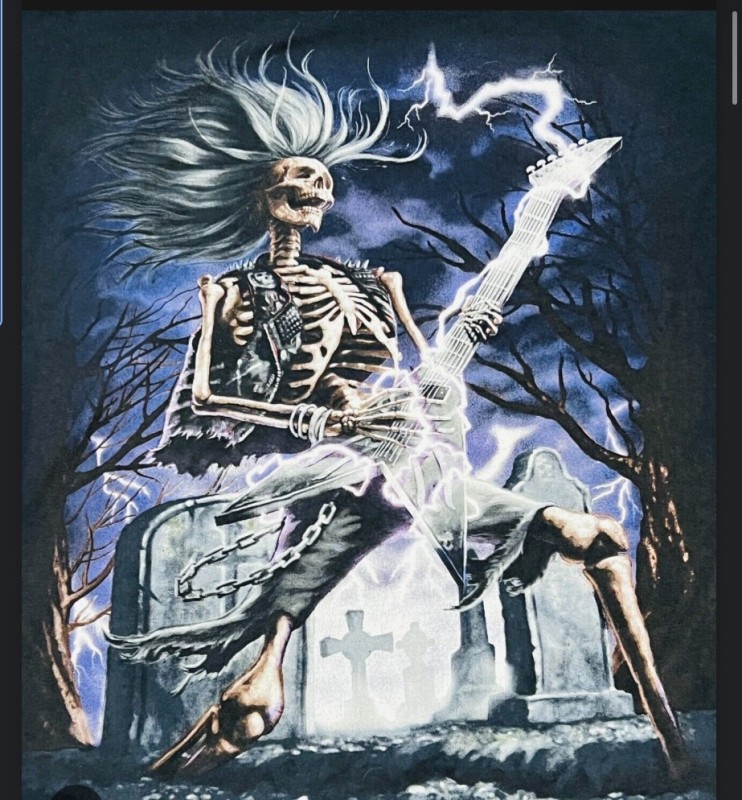 Create meme: skeleton metalworker, a skeleton with a guitar, skeleton with heavy metal guitar
